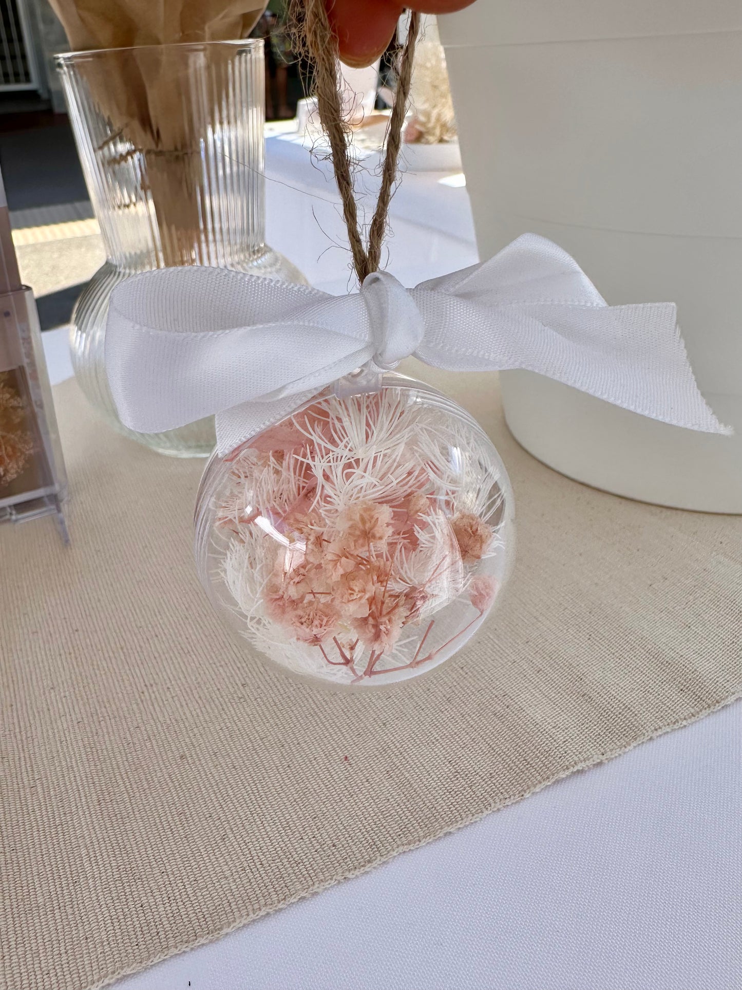 Dried Flower Bauble - Peachy Pink